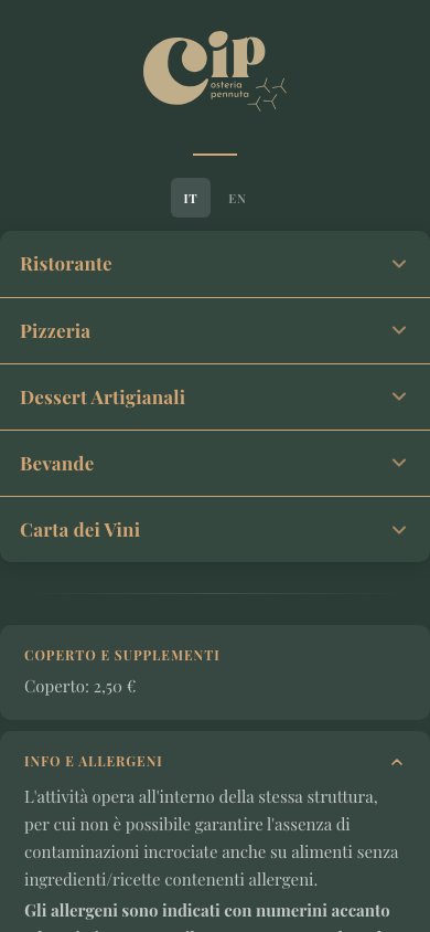 Menu pubblico con tema applicato